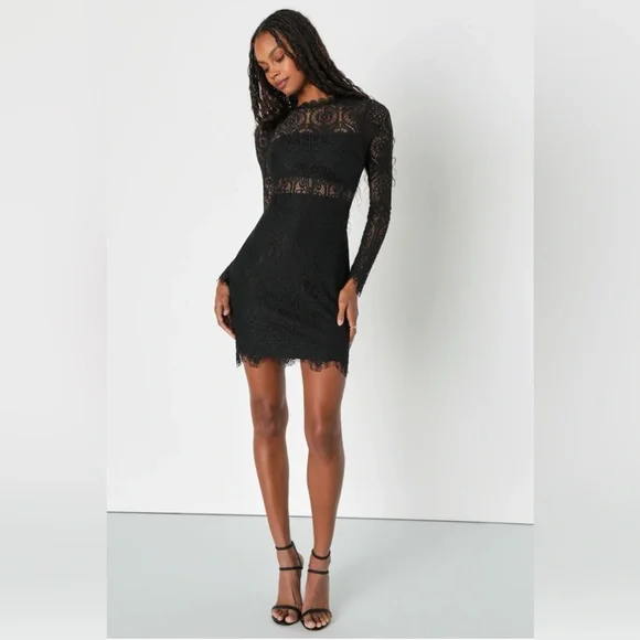 fitted lace wedding dress Lace Sleeve Cup Detail Mini Dress main image 1